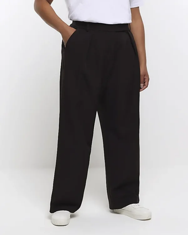 Plus black pleated wide leg trousers