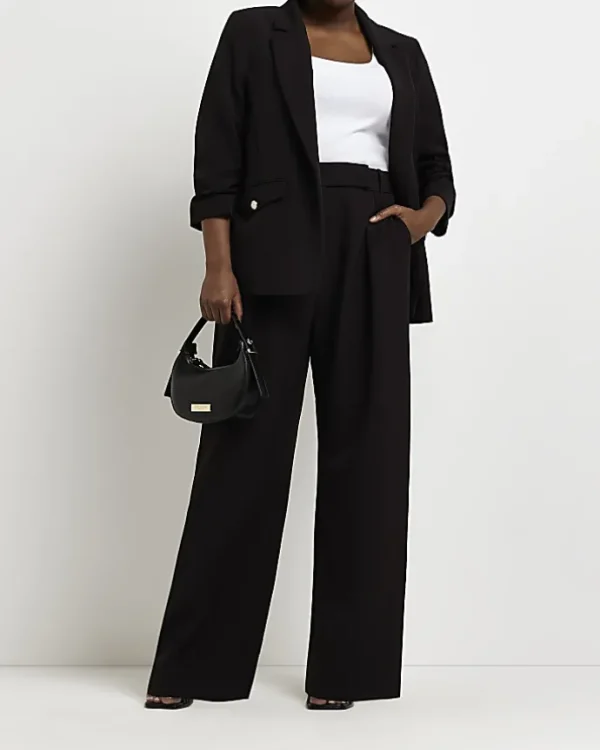 Plus black pleated wide leg trousers