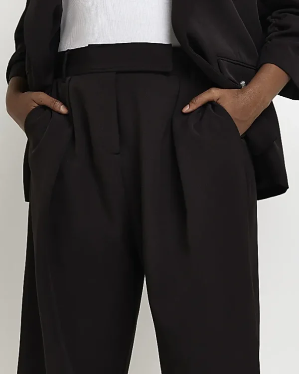 Plus black pleated wide leg trousers