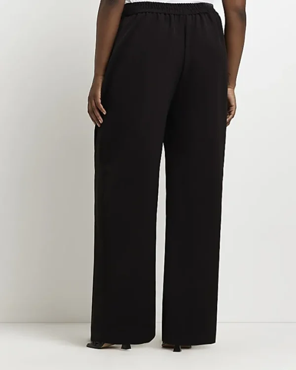 Plus black pleated wide leg trousers