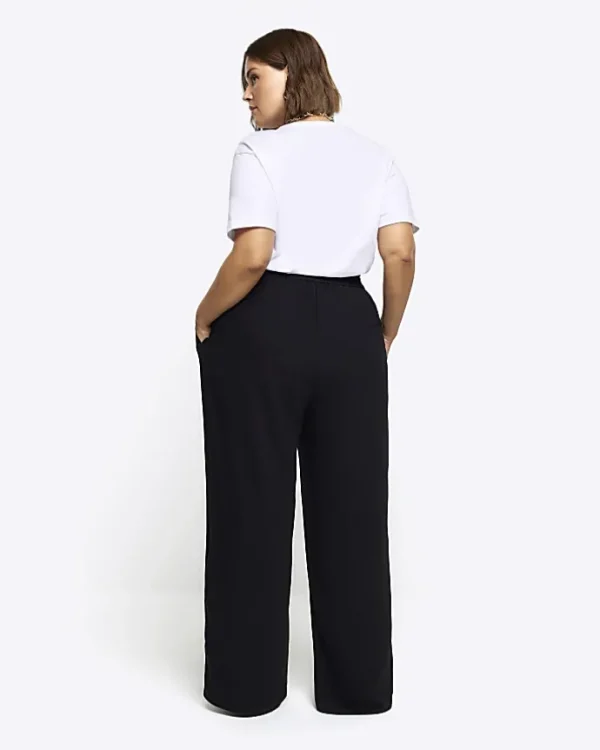 Plus black pleated wide leg trousers