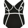 Plus black plunge bandage swimsuit