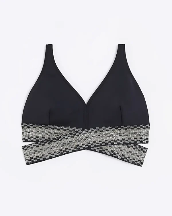 Plus black plunge bikini top