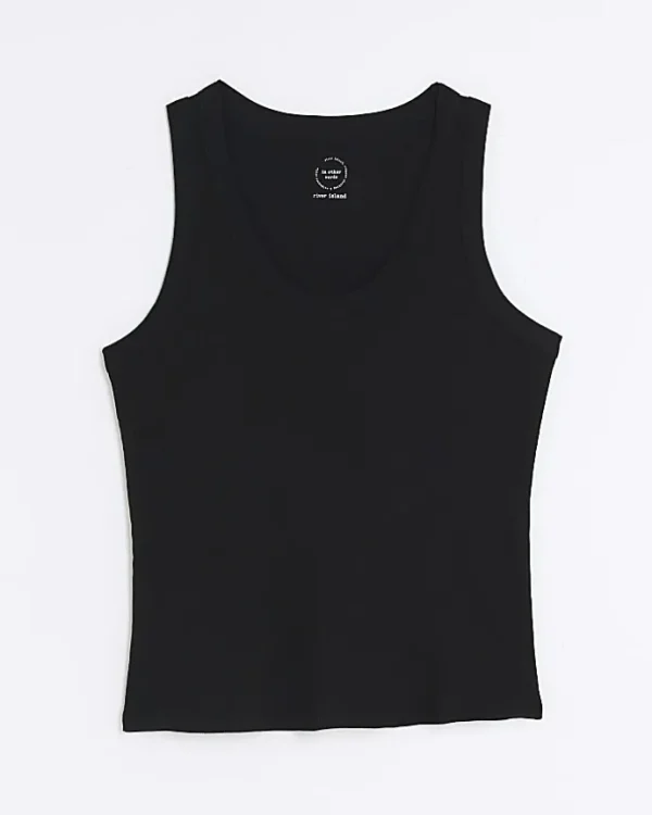 Plus black scoop neck vest top