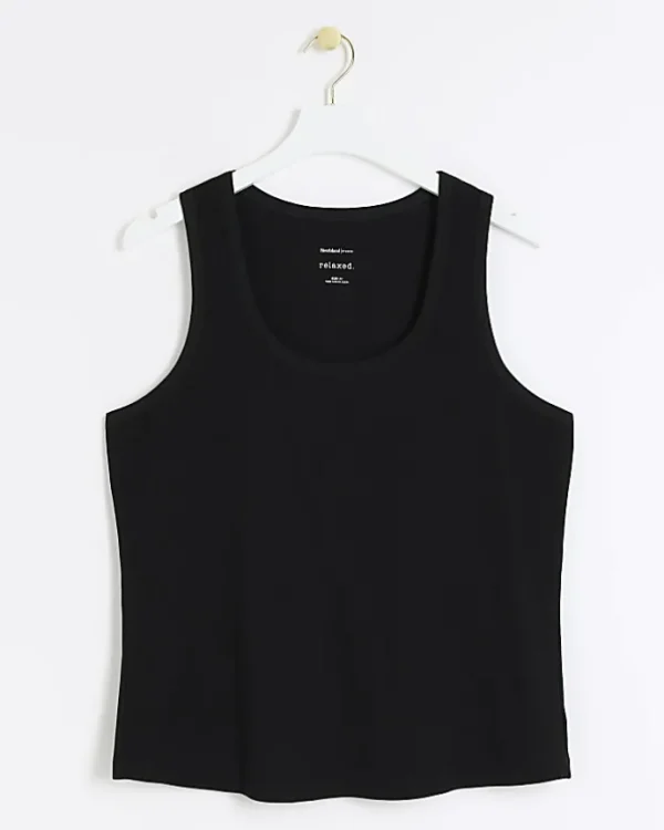 Plus black scoop neck vest top