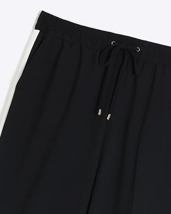 Plus black side stripe wide leg joggers