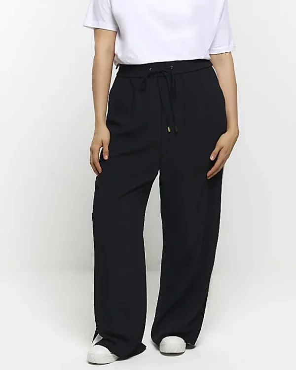 Plus black side stripe wide leg joggers