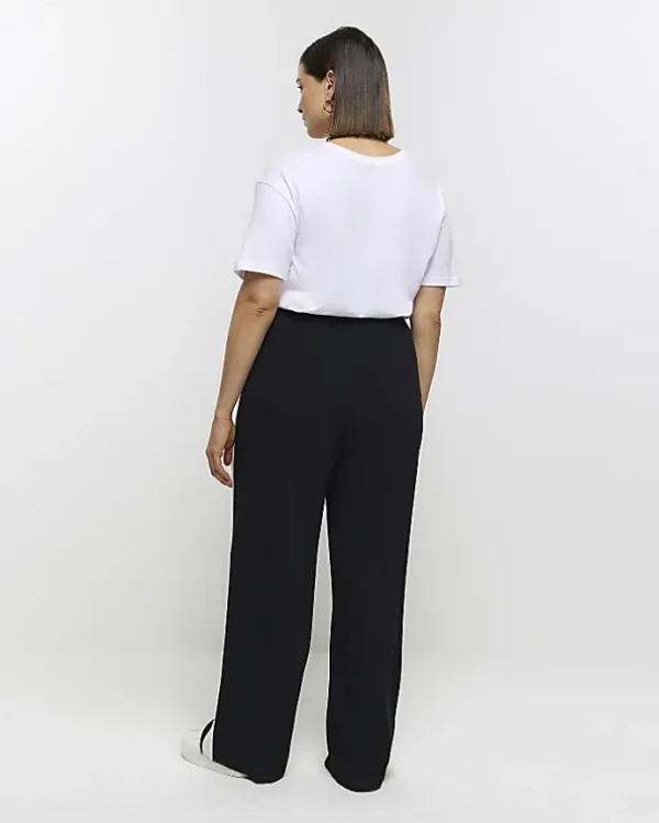 Plus black side stripe wide leg joggers