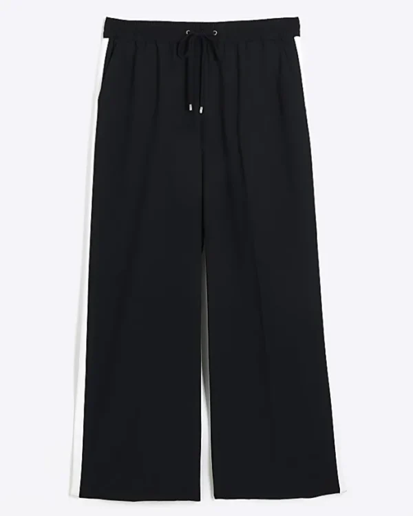 Plus black side stripe wide leg joggers