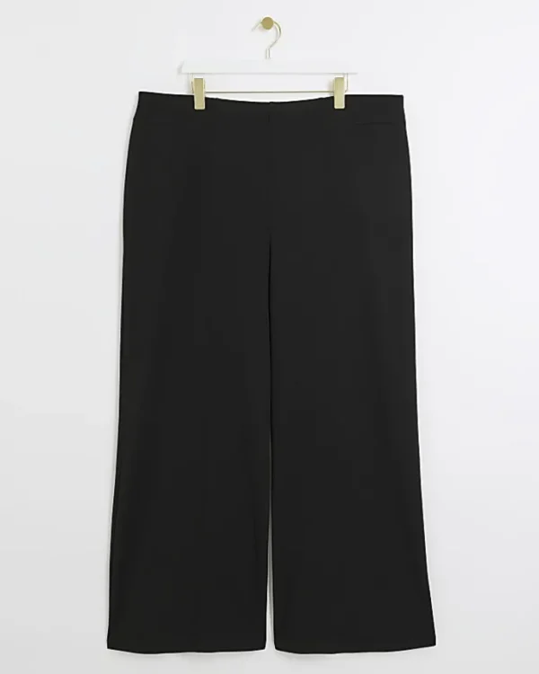 Plus black stitched wide leg trousers