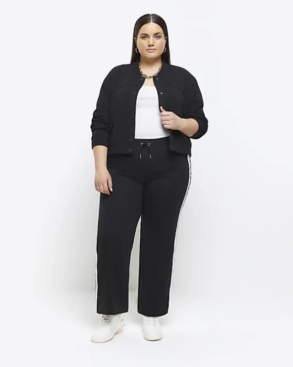 Plus black tailored crop bomber jacket