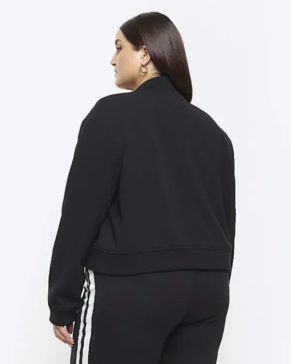 Plus black tailored crop bomber jacket