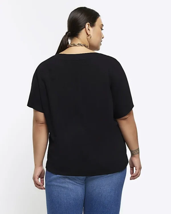 Plus black V neck t-shirt