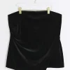 Plus black velvet asymmetric bandeau top