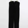 Plus black velvet bandeau jumpsuit