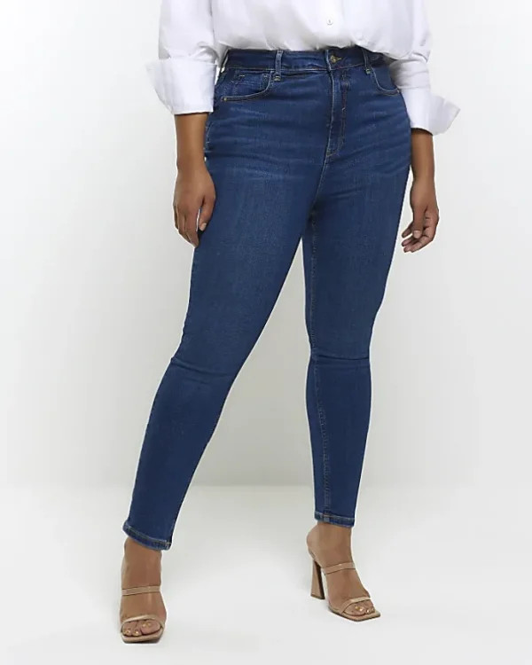 Plus blue high waist bum sculpt skinny jeans