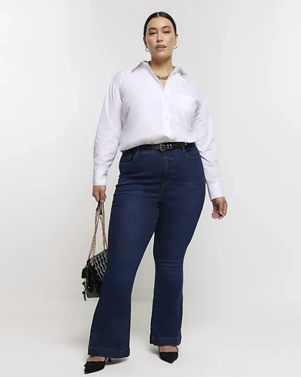 Plus blue high waist flare jeans