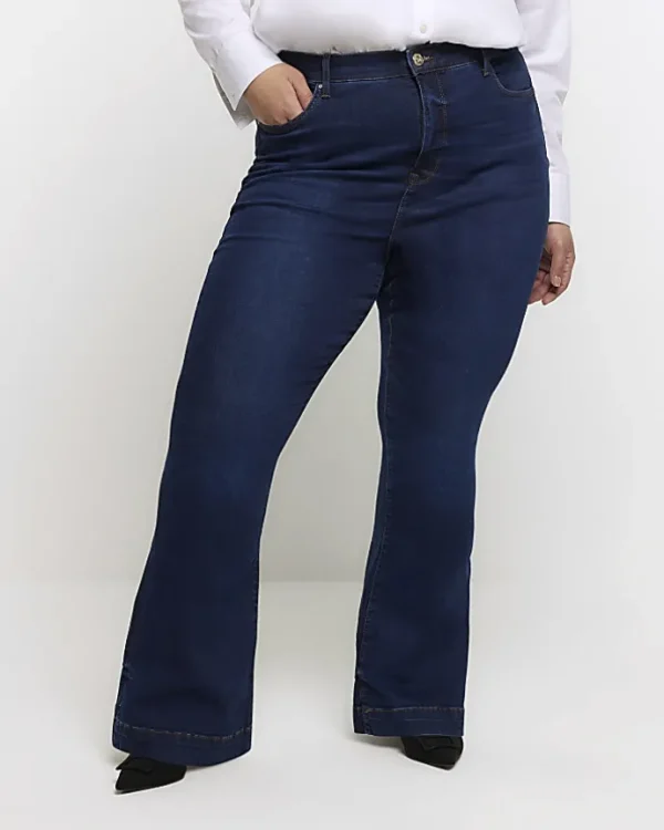 Plus blue high waist flare jeans