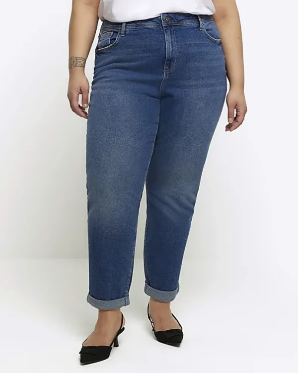 Plus blue high waisted mom jeans