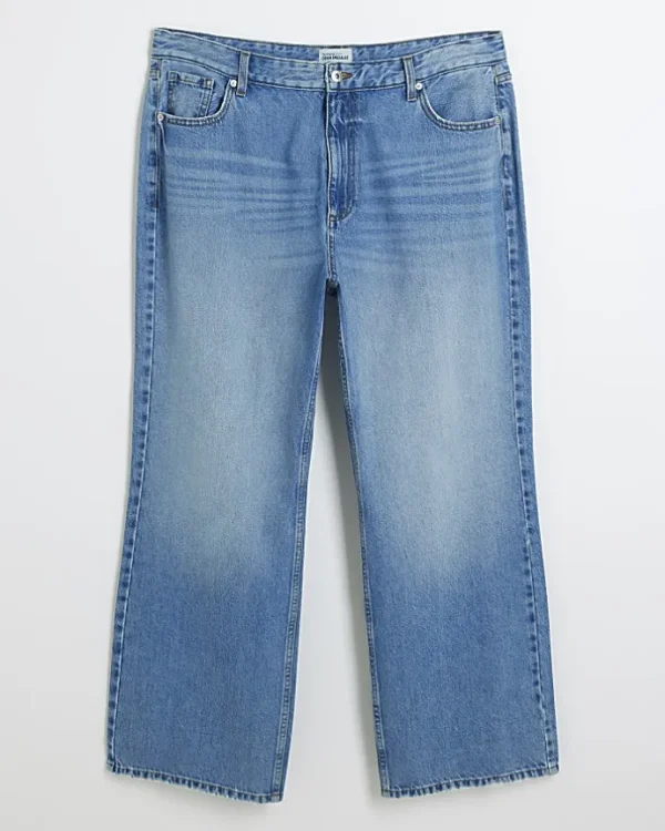 Plus blue high waisted straight leg jeans