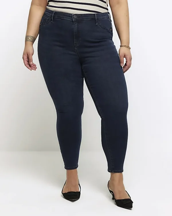 Plus blue mid rise skinny jeans