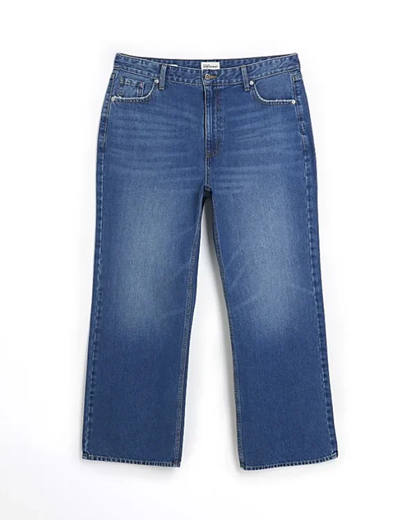 Plus blue mid rise straight jeans