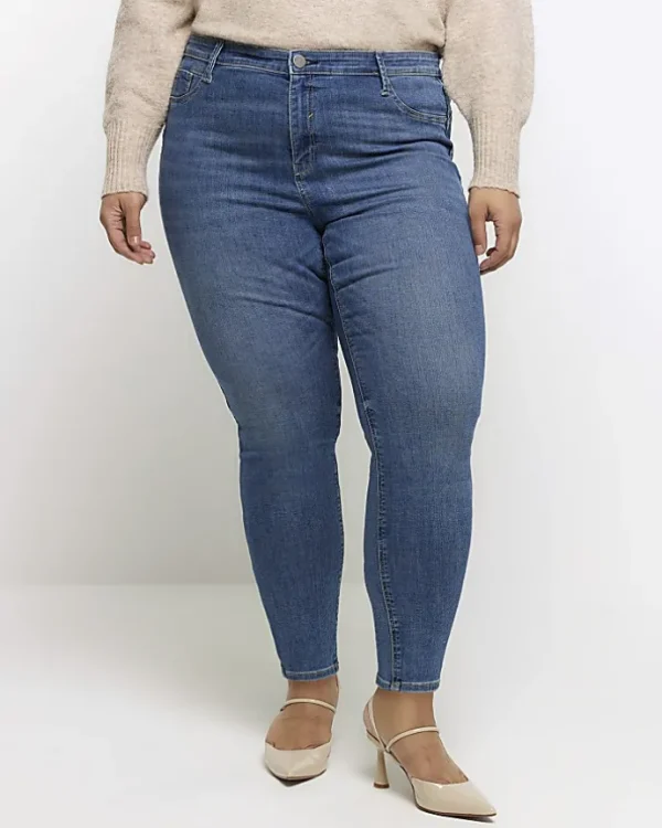 Plus blue skinny fit bum sculpt jeans