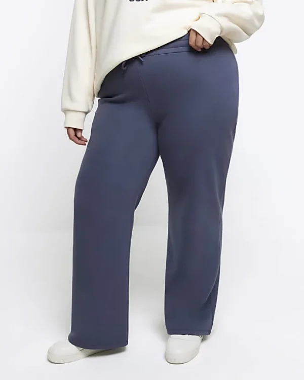 Plus blue wide leg joggers