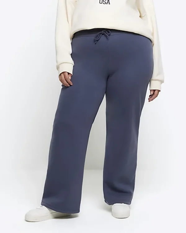 Plus blue wide leg joggers