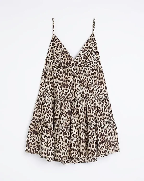 Plus Brown Animal Print Mini Dress