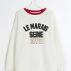 Plus cream embroidered sweatshirt