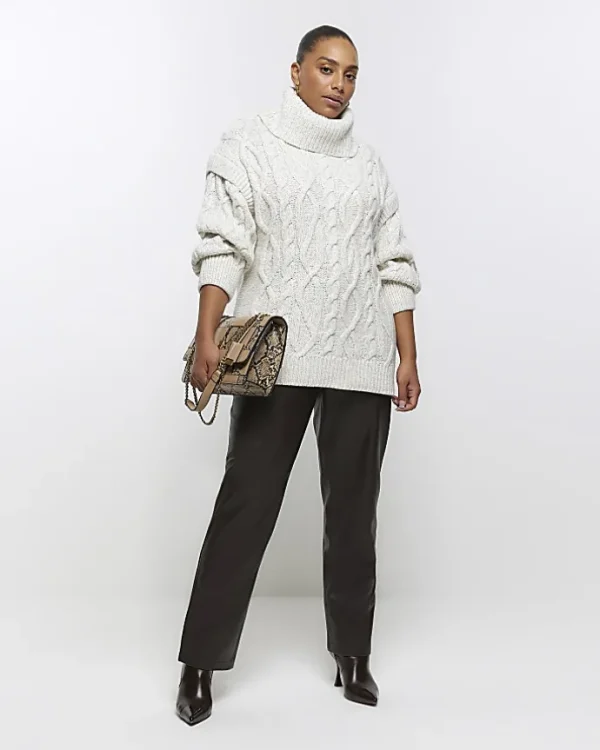 Plus cream oversized cable knit jumper