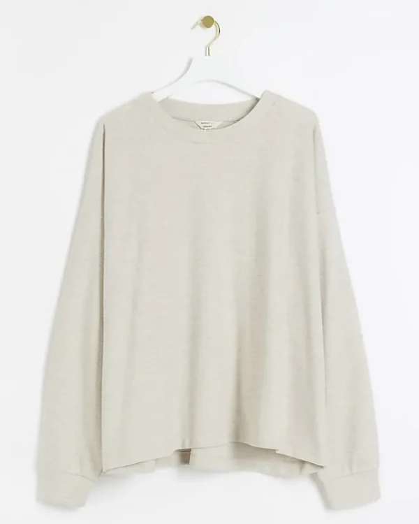 Plus cream rib cosy sweatshirt