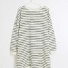 Plus cream stripe sweatshirt mini dress