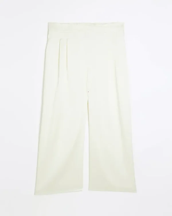 Plus cream wide leg trousers