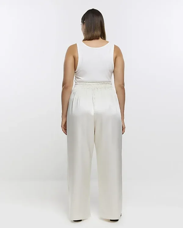 Plus cream wide leg trousers