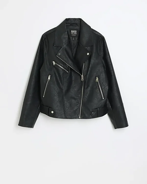 Plus Faux Leather Black Biker Jacket