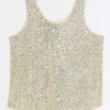 Plus gold sequin tank top