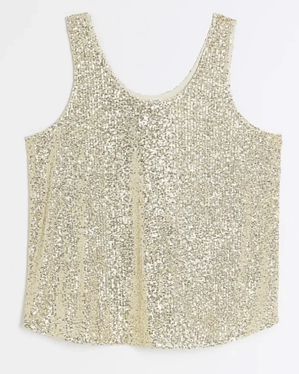 Plus gold sequin tank top