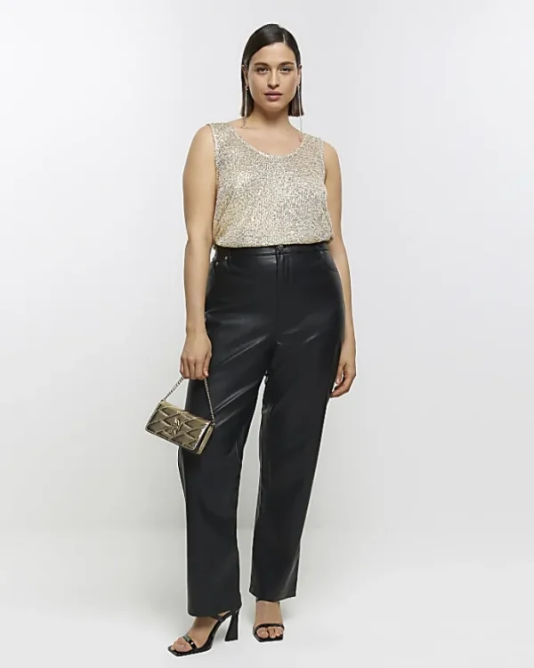 Plus gold sequin tank top