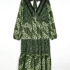 Plus green animal print midi dress