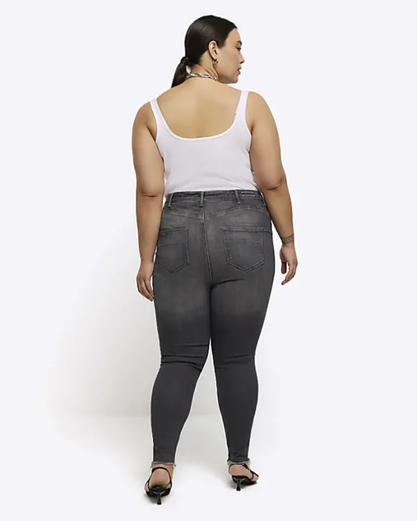 Plus grey bum sculpt ripped jeggings