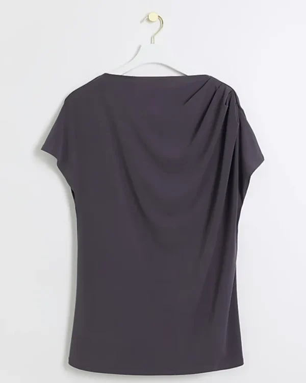 Plus grey drape t-shirt