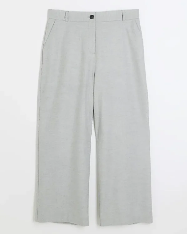 Plus grey flannel wide leg trousers