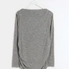 Plus grey ruched side long sleeve top