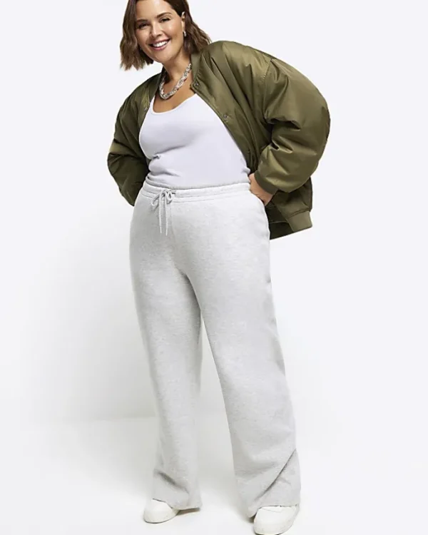 Plus grey wide leg joggers