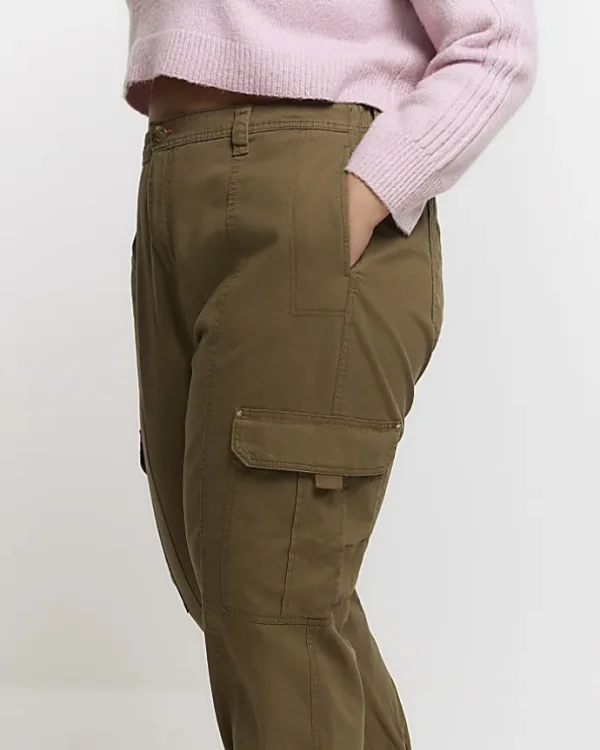 Plus khaki zip cuffed cargo trousers