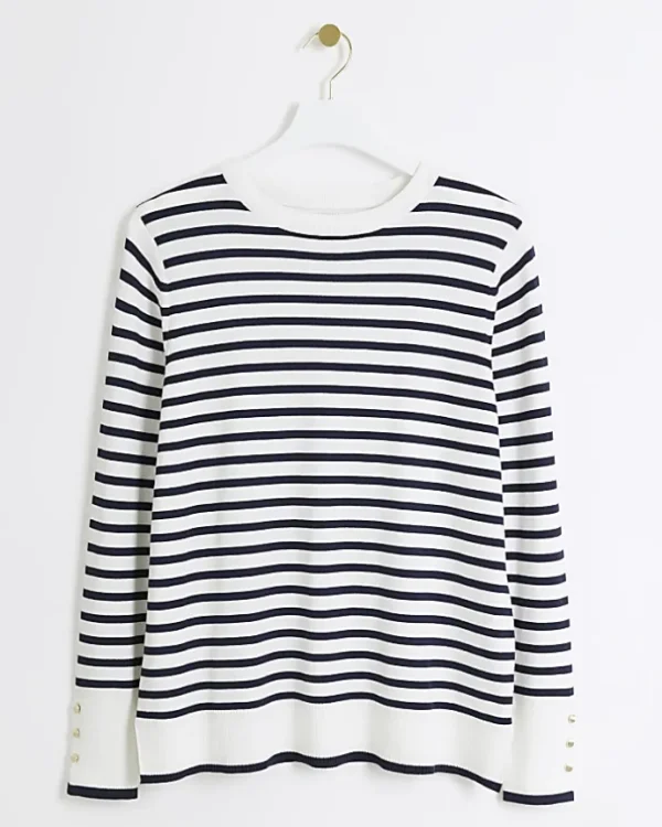 Plus navy stripe knit top