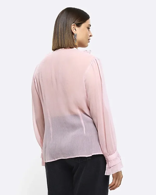 Plus pink frill blouse