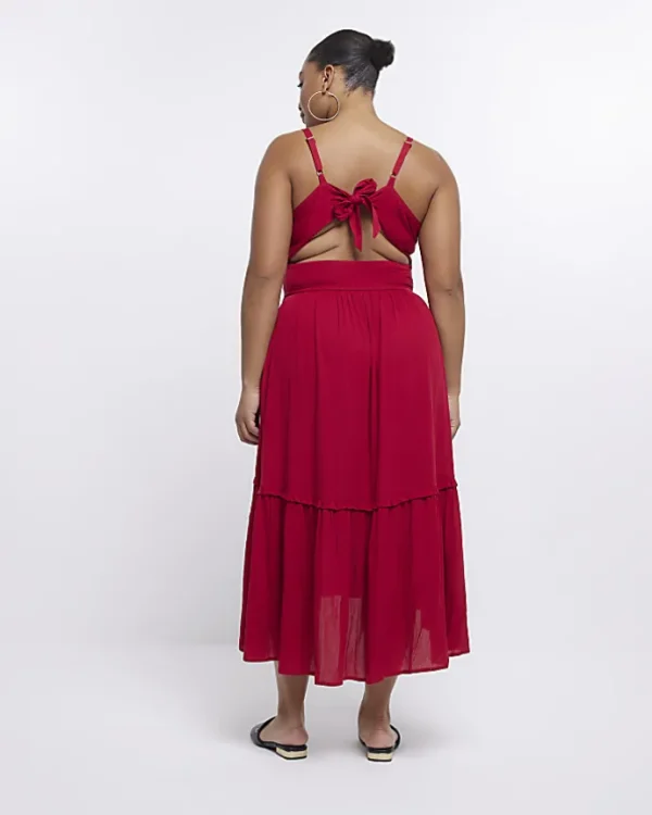 Plus red cut out maxi dress